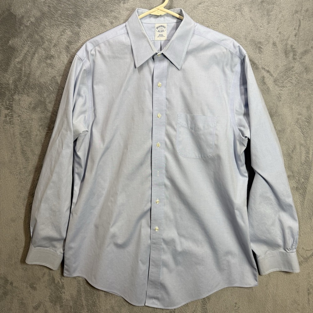 Brooks Brothers Non Iron Slim Fit‎ Blue Long Sleeve Button Up Shirt Men's 17-35
